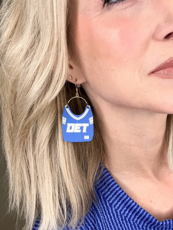 DETROIT FOOTBALL JERSEY EARRINGS