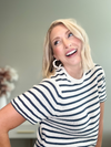 SAIL AWAY STRIPED KNIT TEE- NAVY & CREAM