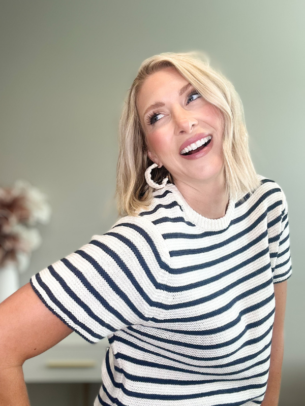 SAIL AWAY STRIPED KNIT TEE- NAVY & CREAM