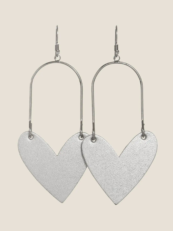 SILVER SATIN SWEETHEART EARRINGS