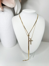 XL CROSS PENDANT NECKLACE - CZ/GOLD
