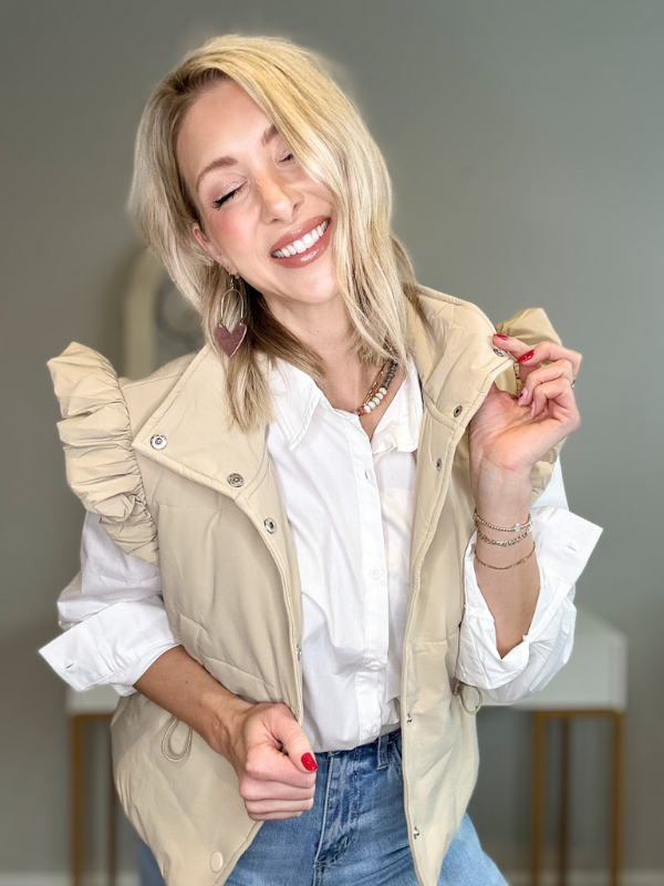 HEART POCKET BUTTON DOWN SHIRT - WHITE