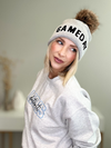 GAMEDAY POM HAT - GRAY & BLACK