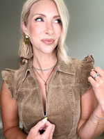 CORDUROY ZIP FLUTTER SKORT ROMPER