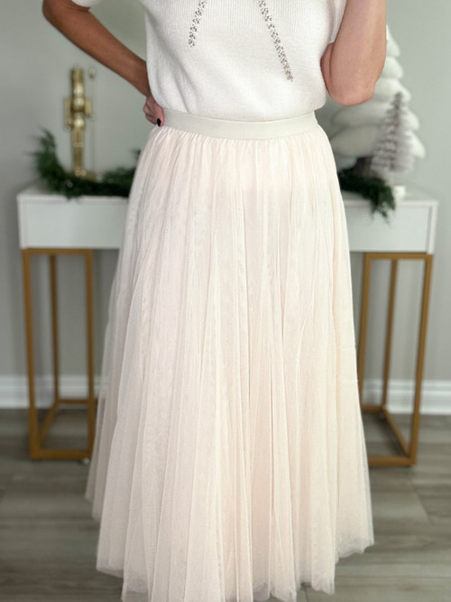 ISLA TULLE MIDI SKIRT - SHELL