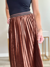 THE JULIETTE VELVET PLEATED SKIRT - BROWN