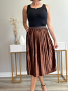 THE JULIETTE VELVET PLEATED SKIRT - BROWN