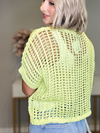 CLAIRE SHORT SLEEVE FISHNET SWEATER - LIME