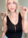 CLARA LARIAT NECKLACE - GOLD