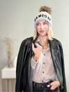 GAMEDAY POM HAT - GRAY & BLACK