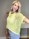 CLAIRE SHORT SLEEVE FISHNET SWEATER - LIME