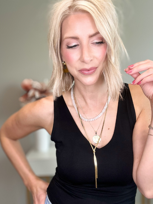 CLARA LARIAT NECKLACE - GOLD