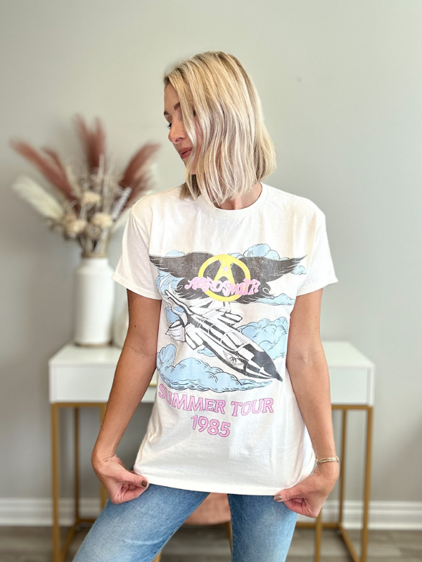 AEROSMITH SUMMER TOUR 1985 GRAPHIC TEE - PEARL