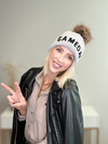 GAMEDAY POM HAT - GRAY & BLACK