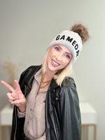 GAMEDAY POM HAT - GRAY & BLACK