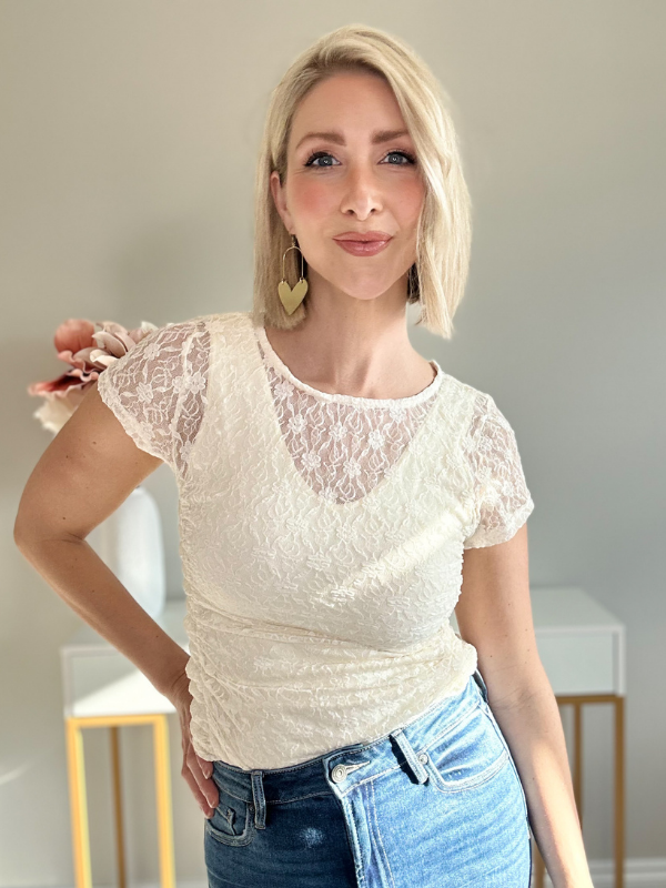 LOVE LETTER LACE TOP - IVORY