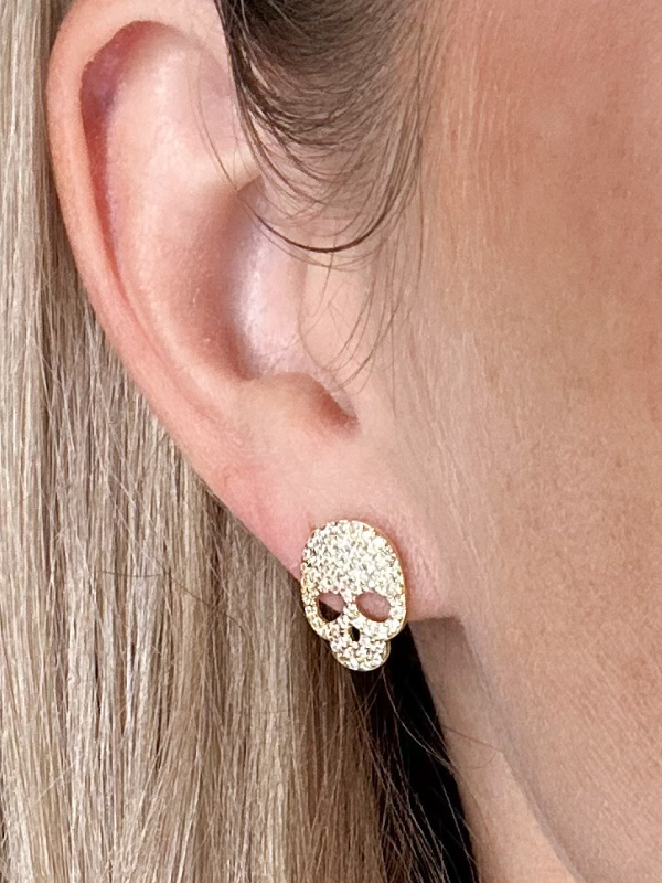 SPARKLY SKULL STUDS - GOLD