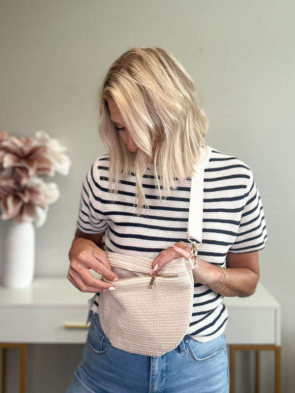 SAIL AWAY STRIPED KNIT TEE- NAVY & CREAM
