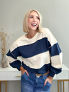 A GIRL'S DREAM STRIPED PULLOVER - NAVY + CREAM