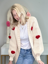 HEARTS IN 3D CHUNKY CARDIGAN - BEIGE