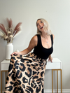 OUT IN THE WILD LEOPARD MIDI SKIRT