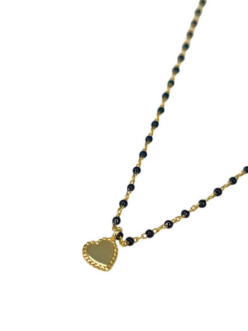 mini heart on black bead chain