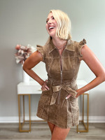 CORDUROY ZIP FLUTTER SKORT ROMPER