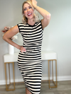 NAOMI STRIPED TANK MIDI DRESS - BLACK/WHITE