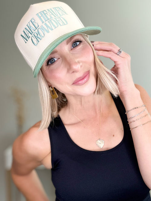 MAKE HEAVEN CROWDED TRUCKER HAT - SAGE