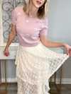 LOVE AND LACE TIERED MIDI SKIRT - ECRU