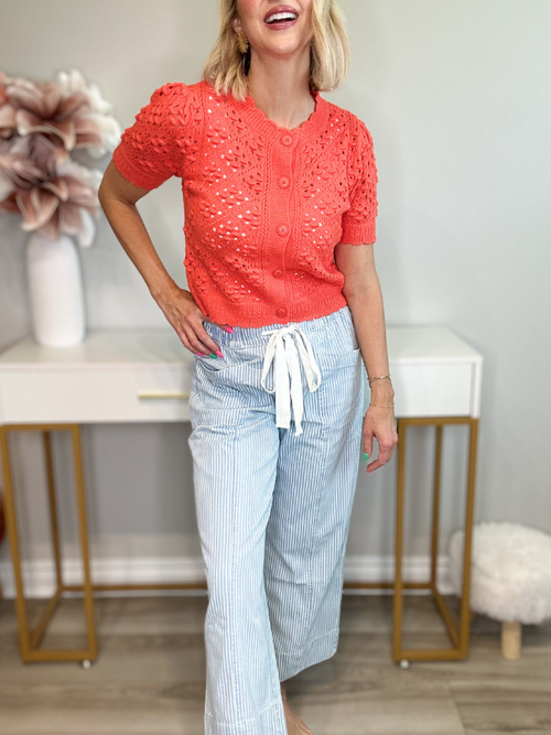 COASTAL STROLL STRIPED DRAWSTRING PANTS