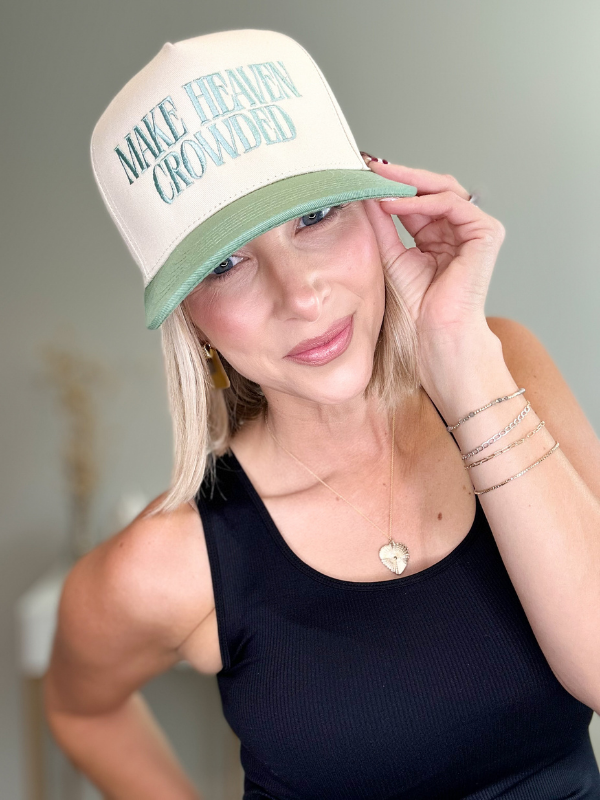 MAKE HEAVEN CROWDED TRUCKER HAT - SAGE