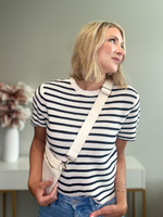 SAIL AWAY STRIPED KNIT TEE- NAVY & CREAM