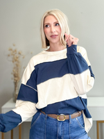 A GIRL'S DREAM STRIPED PULLOVER - NAVY + CREAM