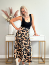 OUT IN THE WILD LEOPARD MIDI SKIRT