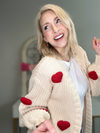 HEARTS IN 3D CHUNKY CARDIGAN - BEIGE