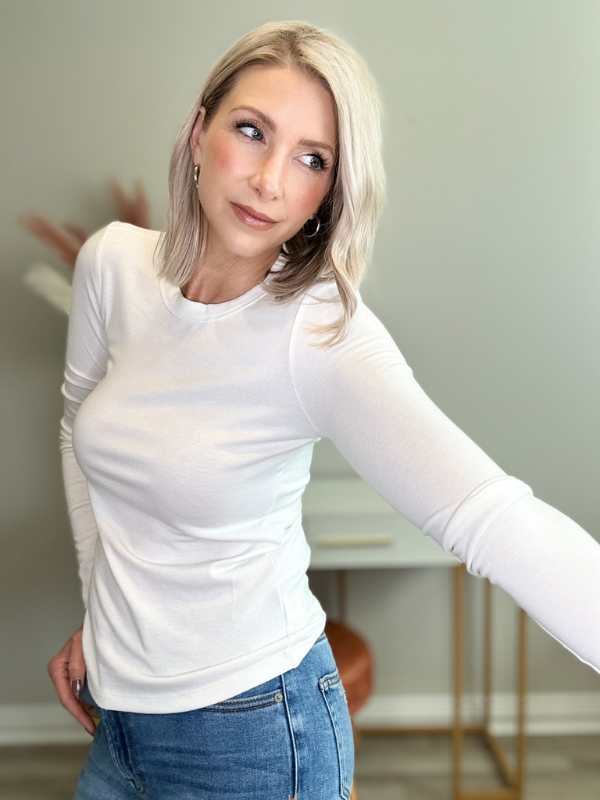 PARKER LONG SLEEVE TOP - IVORY