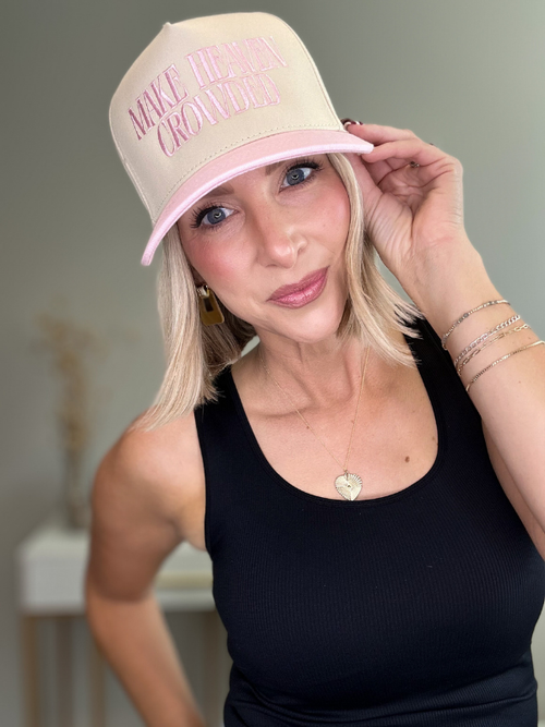 MAKE HEAVEN CROWDED TRUCKER HAT - LIGHT PINK