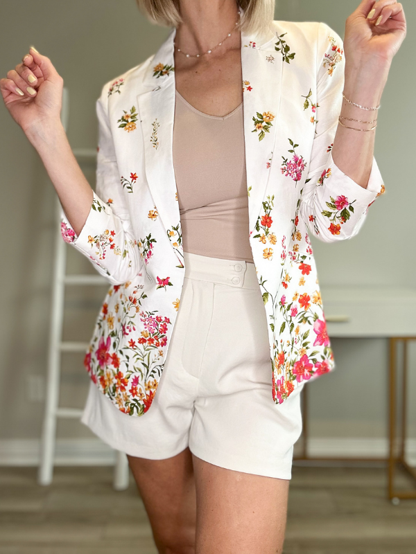 IRIS FLORAL BORDER PRINT BLAZER