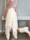 LOVE AND LACE TIERED MIDI SKIRT - ECRU