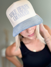 MAKE HEAVEN CROWDED TRUCKER HAT - DENIM