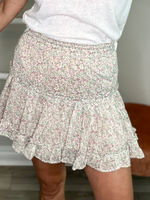 GARDEN PARTY FLORAL RUFFLE SKIRT - IVORY/BLUSH/SAGE