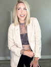 DREAMY FLORAL LACE MESH LAYERING TOP - PURPLE-GRAY