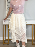 LOVE AND LACE TIERED MIDI SKIRT - ECRU