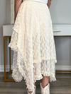 LOVE AND LACE TIERED MIDI SKIRT - ECRU