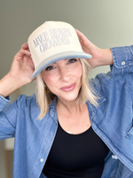 MAKE HEAVEN CROWDED TRUCKER HAT - DENIM