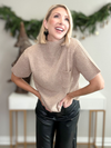 THE SADIE MOCK NECK SWEATER TOP - MOCHA