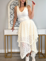 LOVE AND LACE TIERED MIDI SKIRT - ECRU