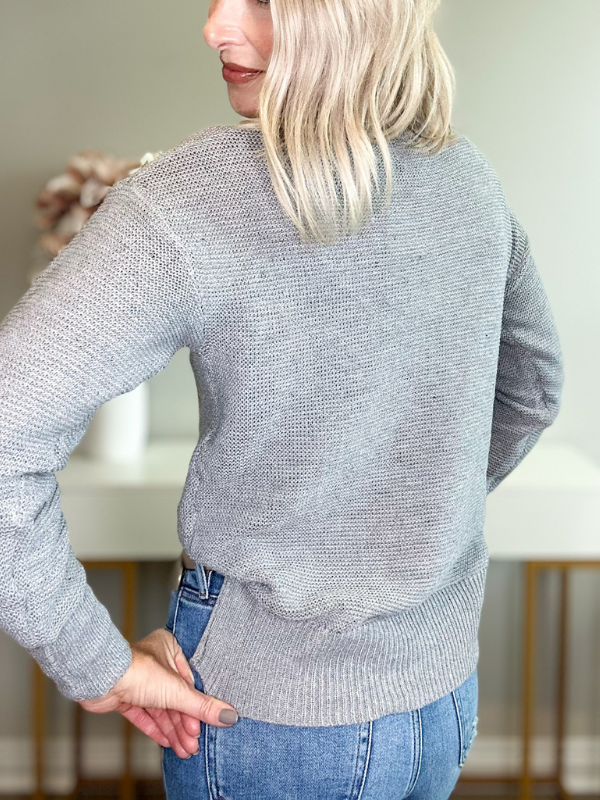 THE PEYTON BOYFRIEND SWEATER - HEATHER CHARCOAL