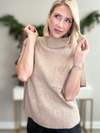 THE SADIE MOCK NECK SWEATER TOP - MOCHA